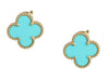 Van Cleef & Arpels 18K Yellow Gold Turquoise Vintage Alhambra Earrings