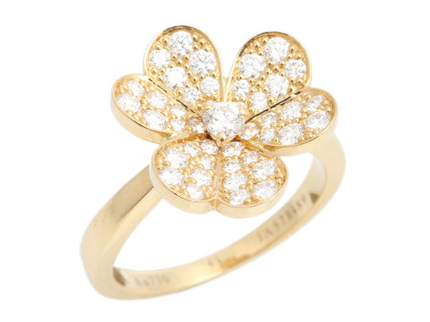 Van Cleef & Arpels Small 18K Yellow Gold Diamond Frivole Ring