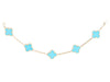 Van Cleef & Arpels 18K Yellow Gold Turquoise 5-Motif Vintage Alhambra Bracelet