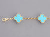 Van Cleef & Arpels 18K Yellow Gold Turquoise 5-Motif Vintage Alhambra Bracelet