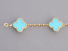 Van Cleef & Arpels 18K Yellow Gold Turquoise 5-Motif Vintage Alhambra Bracelet