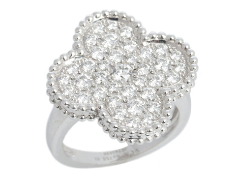 Van Cleef & Arpels 18K White Gold Pavé Diamond Magic Alhambra Ring