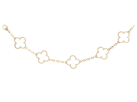 Van Cleef & Arpels 18K Yellow Gold Rock Crystal Vintage Alhambra Bracelet