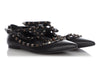 Valentino Black Rockstud Ankle Strap Flats
