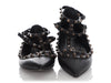 Valentino Black Rockstud Ankle Strap Flats