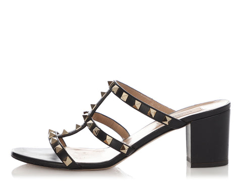 Valentino Black Rockstud Sandals