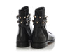 Valentino Black Grained Leather Double Strap Rockstud Ankle Boots