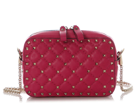 Valentino Small Magenta Rockstud Camera Crossbody