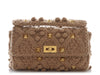 Valentino Brown Knit Cashmere Rockstud Roman Bag