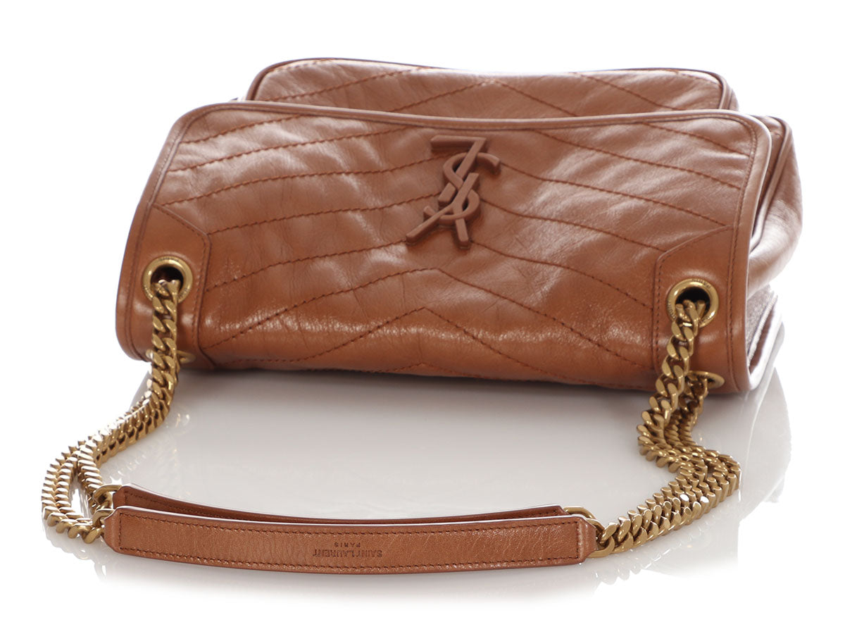 Saint Laurent Niki Medium Leather Shoulder Bag in Brown