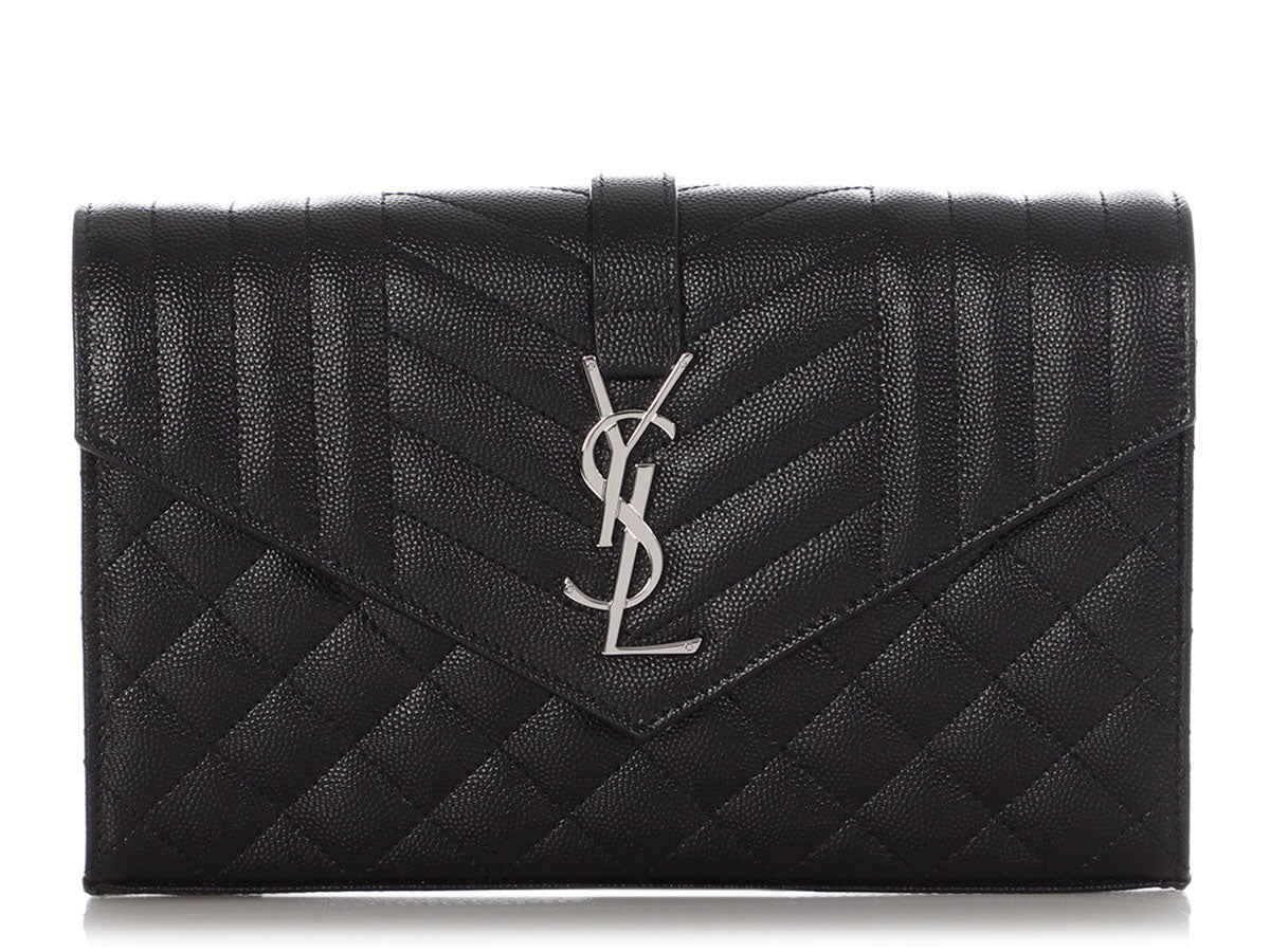 Saint Laurent, Bags, Ysl Black Envelope Chain Wallet