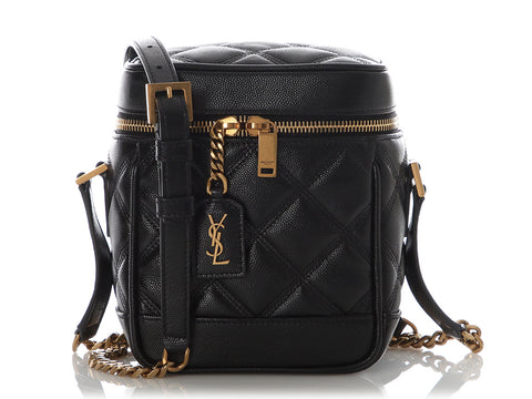 Saint Laurent Black Quilted Graine de Poudre 80s Vanity