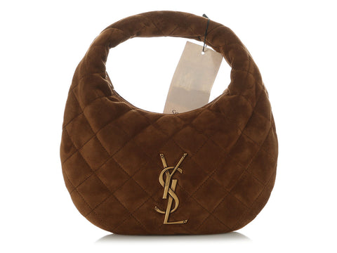 Saint Laurent Cognac Quilted Suede Icarino