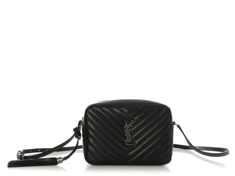 Saint Laurent Medium Black Matelassé Lou Camera Bag