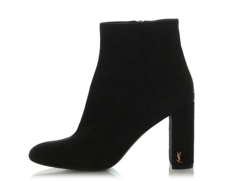 Saint Laurent Black Suede LouLou 95 Zip Ankle Boots