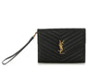 Saint Laurent Black Grain de Poudre Matelassé Cassandre Flap Pouch
