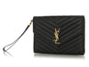 Saint Laurent Black Grain de Poudre Matelassé Cassandre Flap Pouch