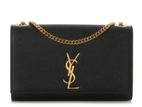 Saint Laurent Medium Black Grain de Poudre Kate