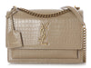 Saint Laurent Medium Beige Croc-Embossed Sunset
