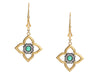Arman Sarkisyan 22K Yellow Gold, Sterling Silver, Emerald, and Diamond Flower Pierced Drop Earrings