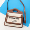 Burberry Mini Beige Canvas and Brown Leather Pocket Bag