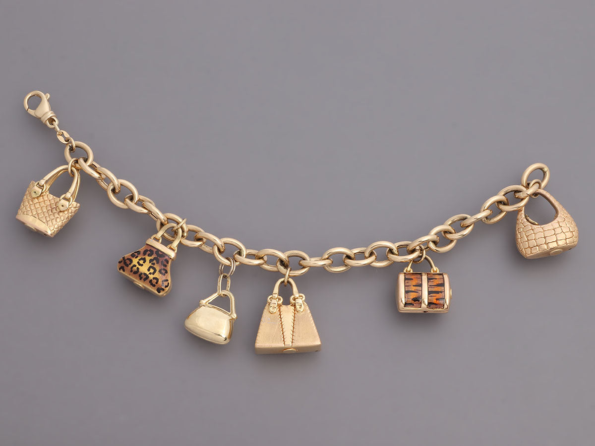 14K Gold Charm Bracelet with Charms