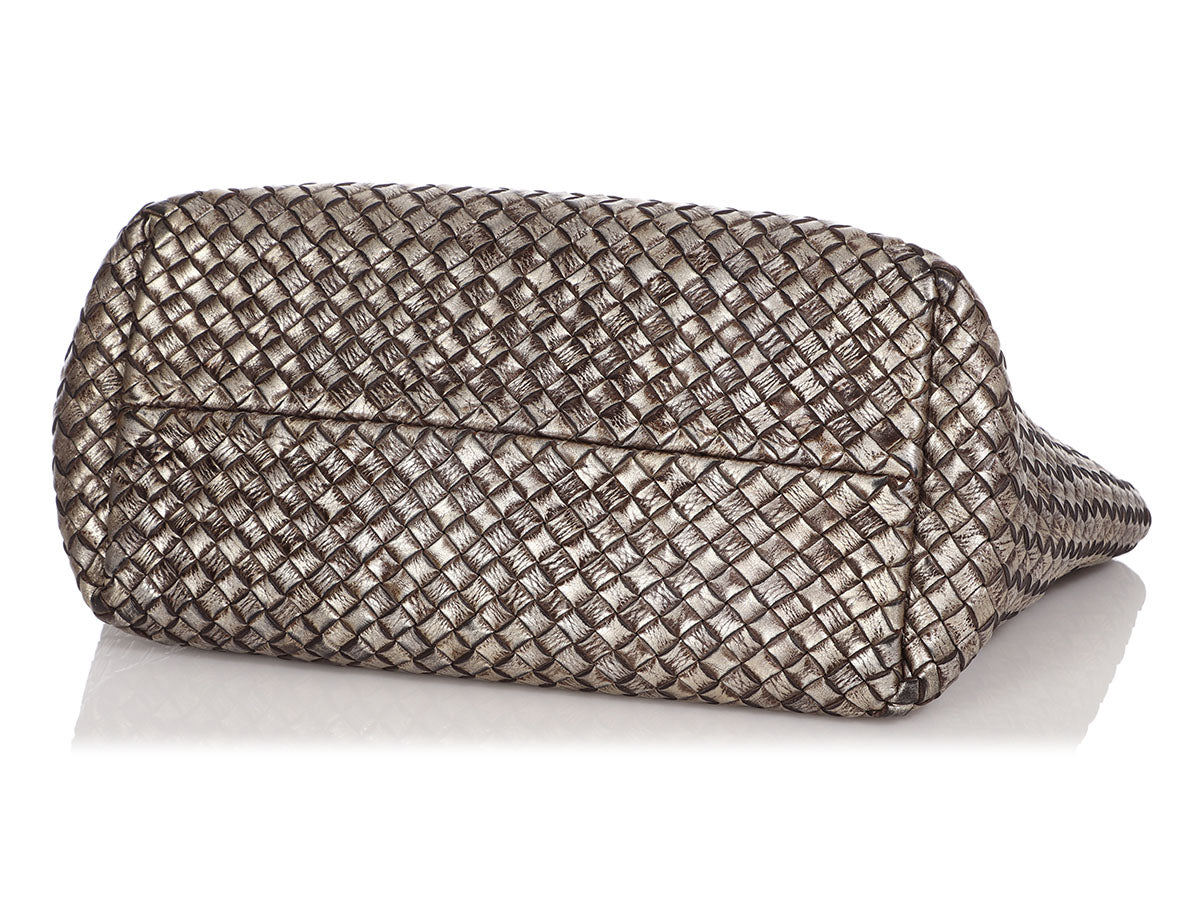 Bottega Veneta Vintage Gold Woven Crossbody Bag - Ann's Fabulous Closeouts