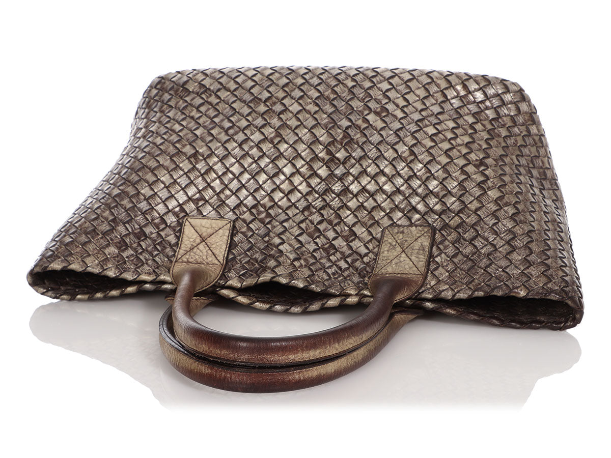 Bottega Veneta Vintage Gold Woven Crossbody Bag - Ann's Fabulous