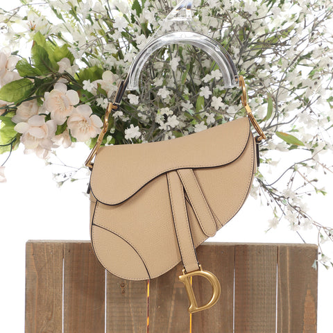 Dior Mini Beige Calfskin Saddle Bag