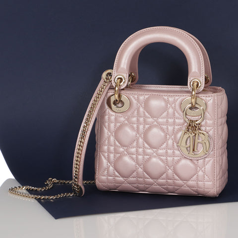 Dior Mini Light Pearl Pink Lambskin Lady Dior