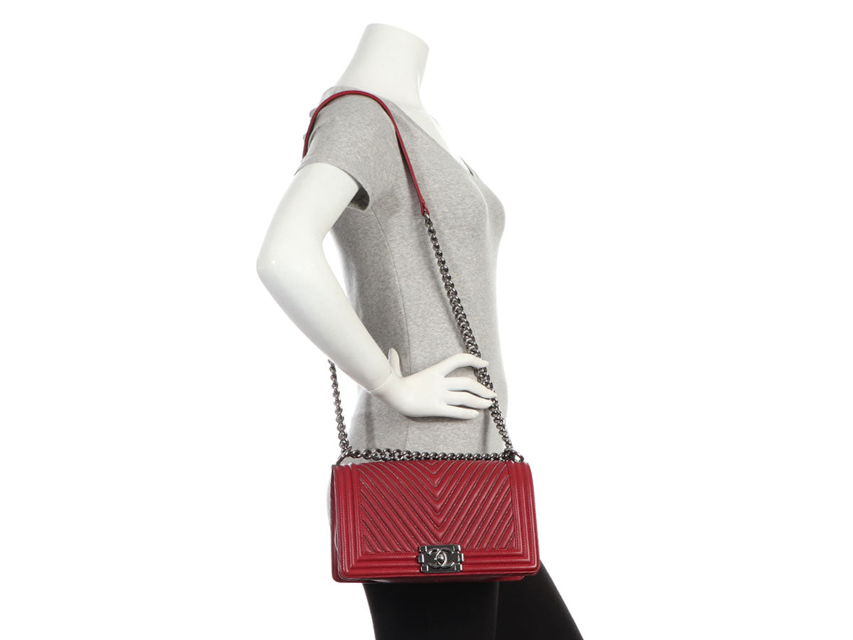 Chanel Old Medium Red Boy Bag by Ann's Fabulous Finds