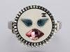 Chanel Silver-Tone Crystal, Resin, and Pearl Emoji Face Bracelet