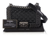 Chanel Small Black Quilted Shiny Calfskin Chain-Embellished Boy Bag