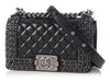Chanel Small Black Quilted Shiny Calfskin Chain-Embellished Boy Bag