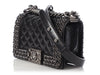 Chanel Small Black Quilted Shiny Calfskin Chain-Embellished Boy Bag