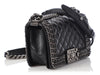 Chanel Small Black Quilted Shiny Calfskin Chain-Embellished Boy Bag