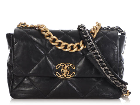 Chanel Large Black Quilted Goatskin 19 Flap