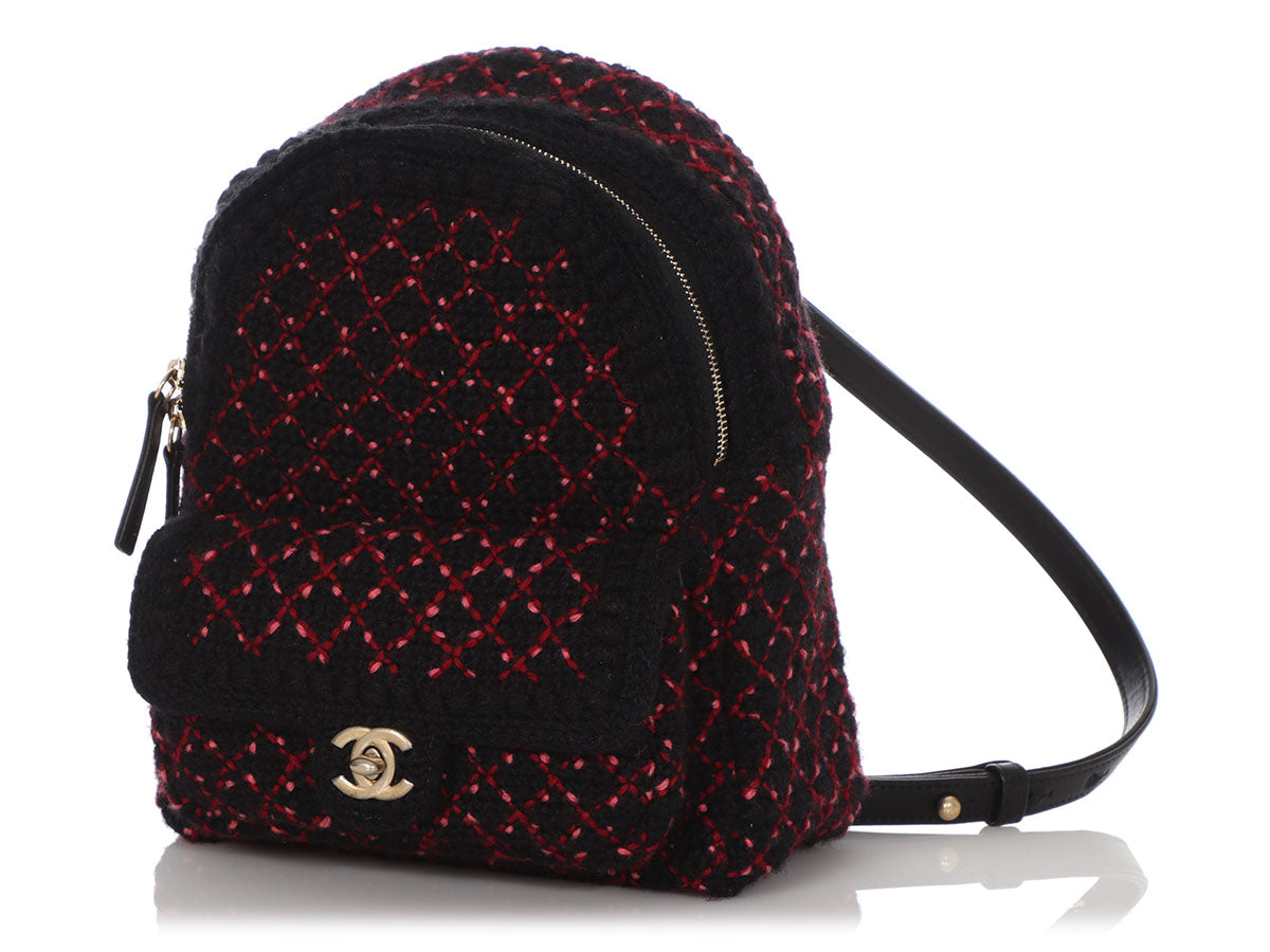 White and Black Wool Tweed Backpack Gold Hardware, 2022