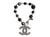 Chanel Black Bead and Pearl Logo Drop Bracelet