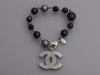 Chanel Black Bead and Pearl Logo Drop Bracelet