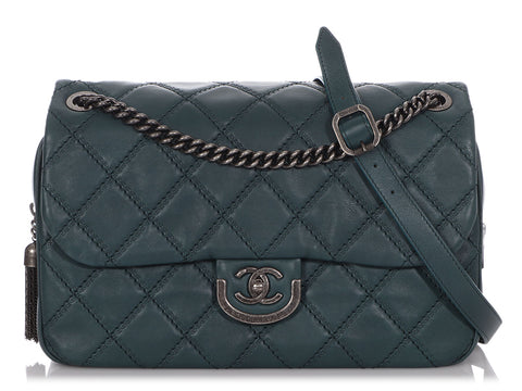 Chanel Vert Pétrole Quilted Calfskin Flap