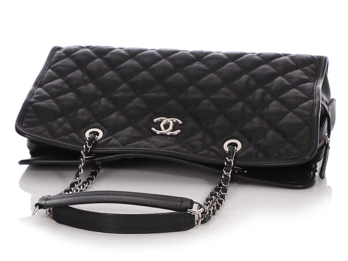 Chanel Black Quilted Caviar French Riviera Tote