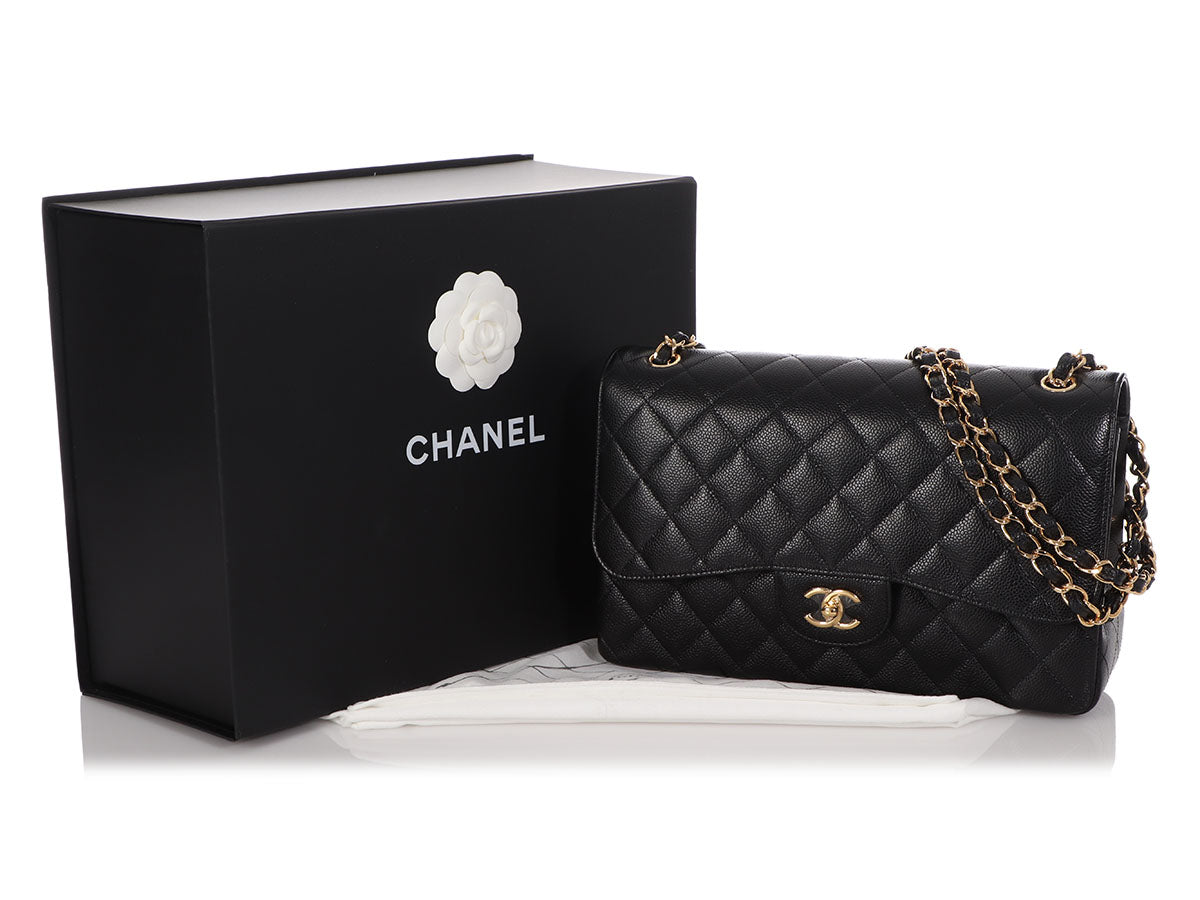 Chanel Jumbo Black Quilted Caviar Classic Double Flap by Ann's Fabulous Finds