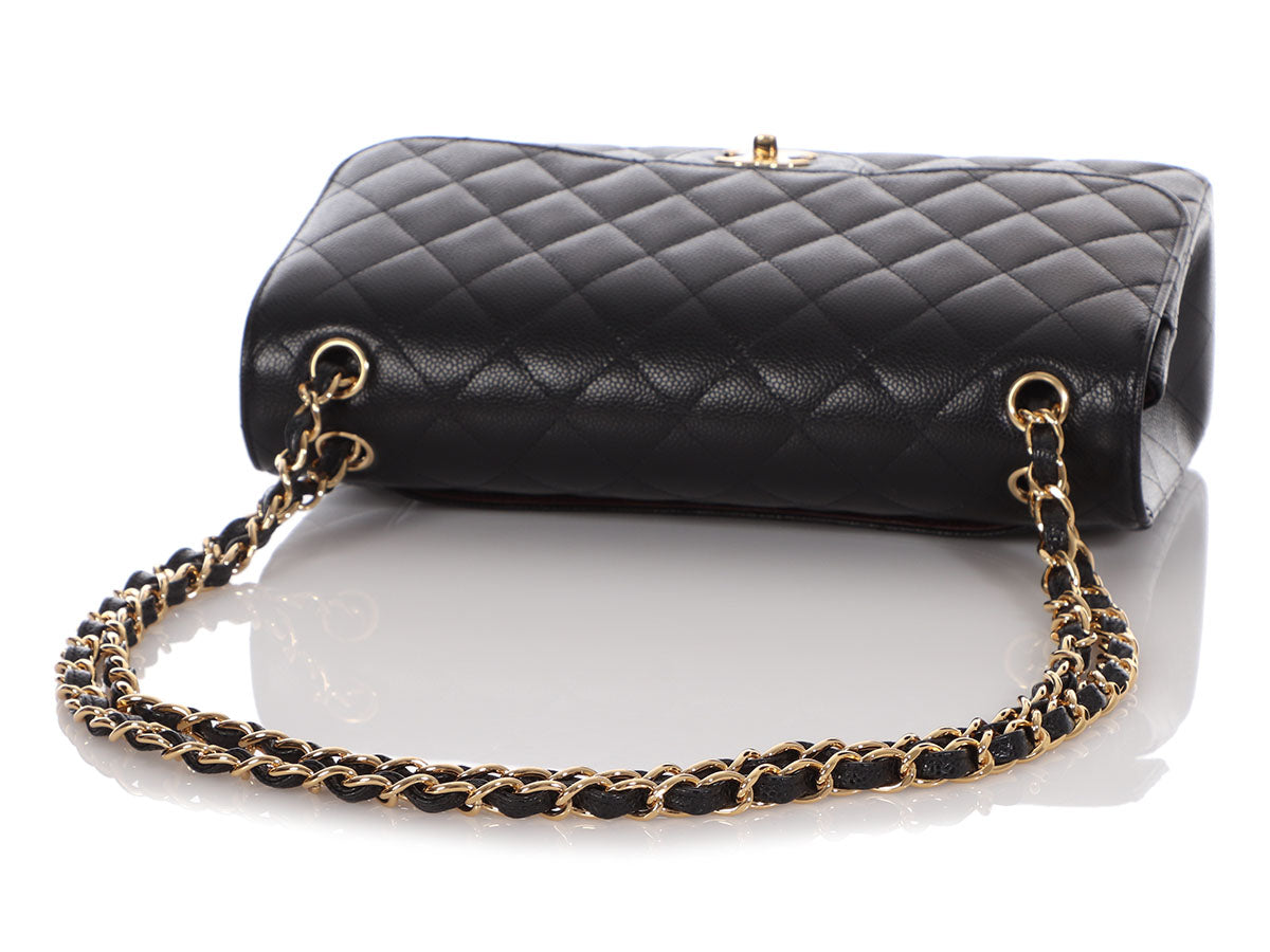 CHANEL Jumbo 11 Large Chain Shoulder Bag Flap Black Lambskin Gold f35 –  hannari-shop