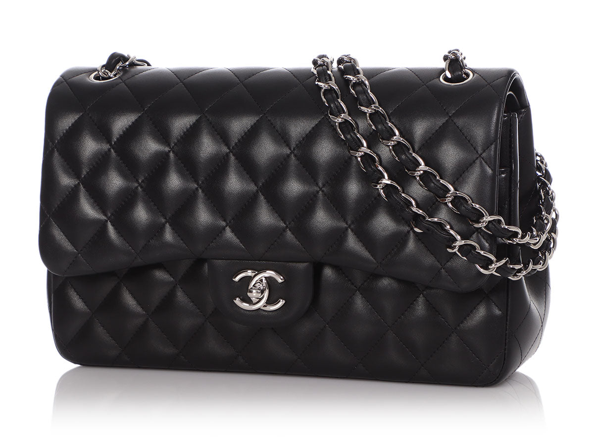 Chanel So Black Classic Double Flap Bag Quilted Lambskin Jumbo Black 1447951