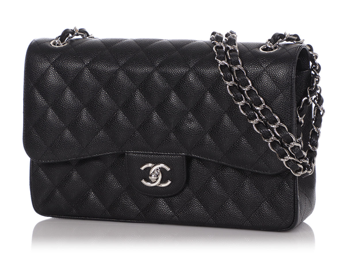 Chanel Jumbo Black Quilted Caviar Classic Double Flap by Ann's Fabulous Finds