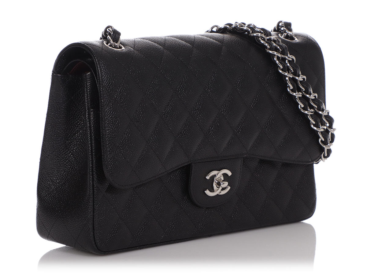 Chanel Jumbo Black Quilted Caviar Classic Double Flap by Ann's Fabulous Finds