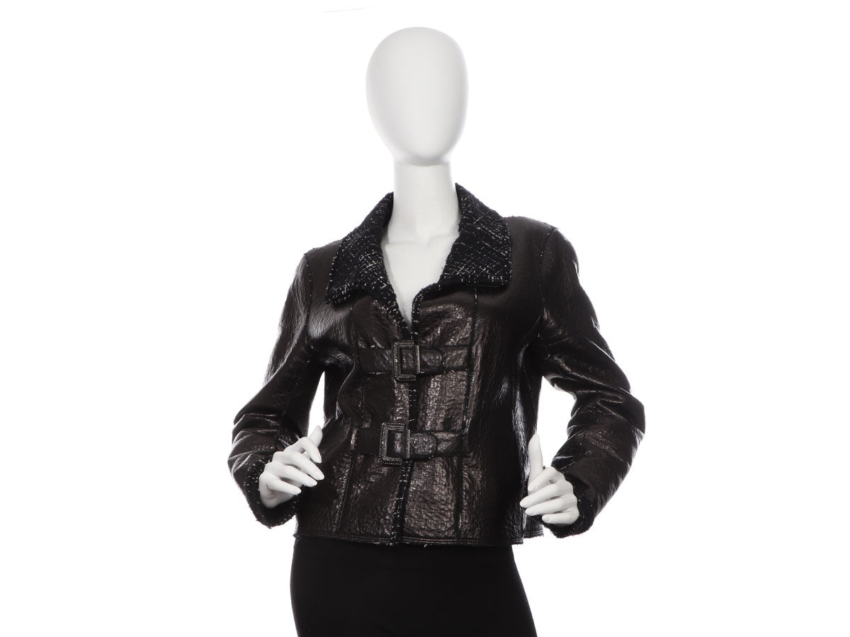 Chanel Brown Lambskin Leather and Lesage Tweed Jacket by Ann's Fabulous Finds