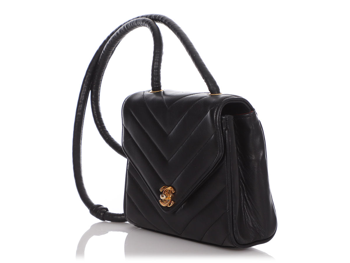 Chanel Vintage Quilted Single Chain Shoulder Bag Black