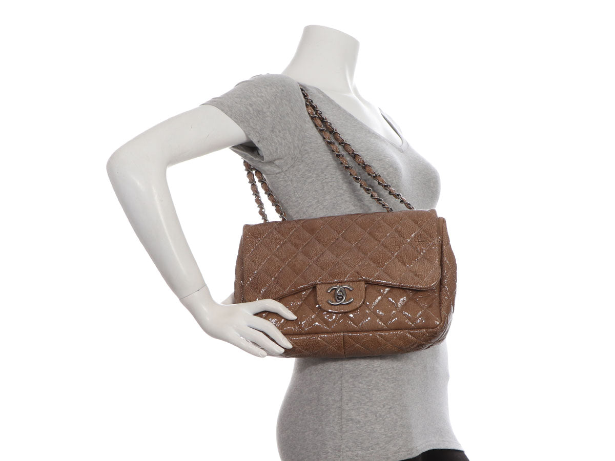 Chanel Brown Chinchilla & Python Half Flap Jumbo